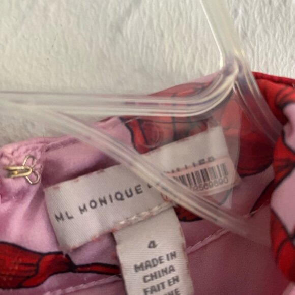 ML Monique Lhuiller floral short puff-sleeve midi dress - Picture 4 of 4